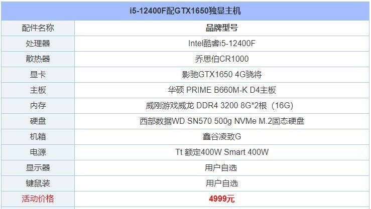 主机5000元电脑配置，打造高效性能与合理预算的平衡之选